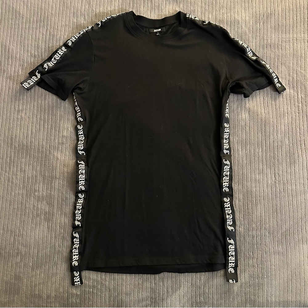 JACKSON Black Short Sleeve Tee with Striped Accents